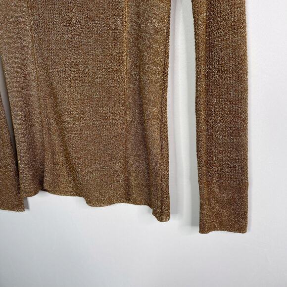 Marc by Marc Jacobs Womens Medium M Metallic Tarnished Brass Knit Sweater Crew - Picture 5 of 10